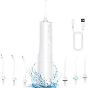 Irrigador Bucal Portatil-Irrigador Dental con con 4 Modos y 6 Boquillas,380ML,IPX7