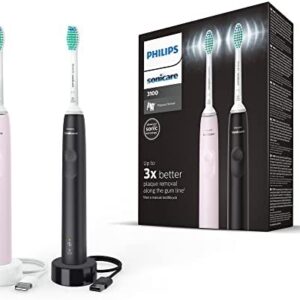 Philips Sonicare 3100: 2 cepillos dentales eléctricos sónicos, en negro y sugar rose, con