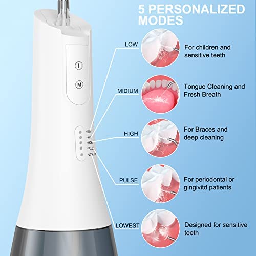 Irrigador Bucal Portatil Profesional,Sanpintech Irrigador Dental con 6 Boquillas 5 Modos, - Imagen 2