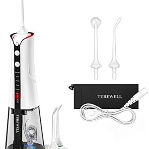 TUREWELL Irrigador Oral Portátil, Irrigador Bucal Profesional de 300 ml con 6 Modos, IPX7