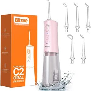 Irrigador Bucal Portatil, Bitvae Irrigador Dental con 6 Boquillas y 3 Modos, Profesional