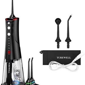TUREWELL Irrigador Oral Portátil, Irrigador Bucal Profesional de 300 ml con 6 Modos, IPX7