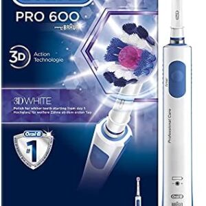 Oral-B PRO 600 3D White Cepillo de Dientes Eléctrico con Mango Recargable, Tecnología