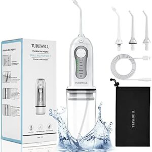 Irrigador Dental, TUREWELL Irrigador Bucal Portátil 260ml USB Recargabl IPX7 Impermeable