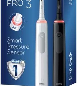 Oral-B Pro 3 3900 Cepillo de dientes eléctrico, paquete doble, con 3 modos de cepillado y