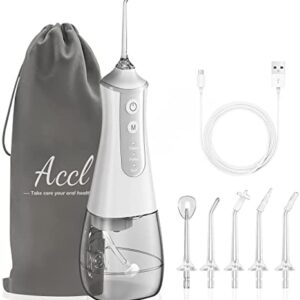 ACCL Flosser de agua para recolector inalámbrico de dientes con 5 puntas y 3 modos y bolsa