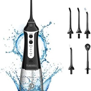 TUREWELL FC1591 Irrigadores Bucales,Irrigador Dental Portatil con 5 Boquillas 3 Modos,IPX7