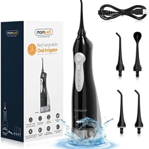Mornwell Irrigador Dental, Irrigador Bucal Portátil para Dientes con Depósito, 4 Boquillas