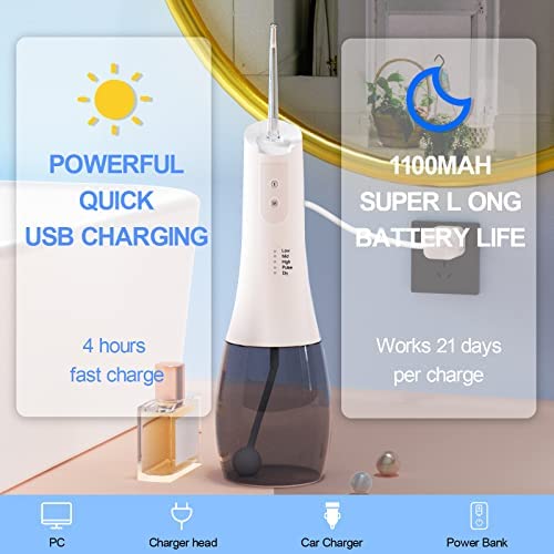 Irrigador Bucal Portatil Profesional,Sanpintech Irrigador Dental con 6 Boquillas 5 Modos, - Imagen 6