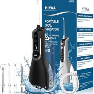 Irrigador dental inalámbrico y bucal con 5 modos, hilo dental portátil de 360 ml con 4