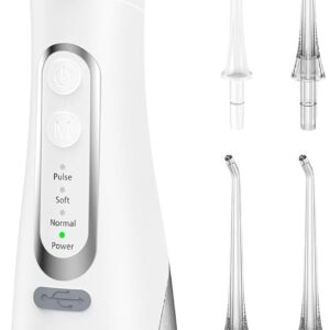 ZACCER Potente irrigador bucal Limpiador de dientes eléctrico 4 modos y 4 boquillas