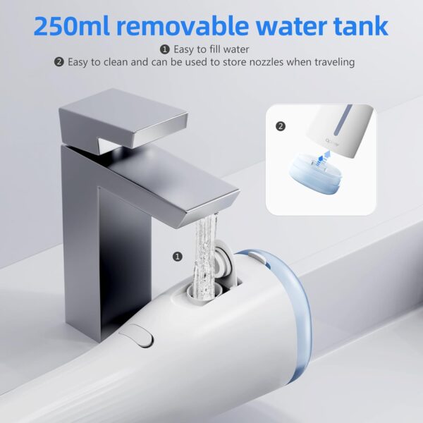 Apiker Irrigador Bucal Portatil con 2 Boquillas,Irrigador Dental Portatil 250ML,Irrigador - Imagen 3