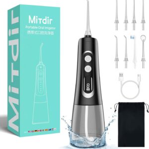 MiTdir Water Dental Flosser Inalámbrico para Dientes 9 Modos 300ML Irrigador Bucal Dental,