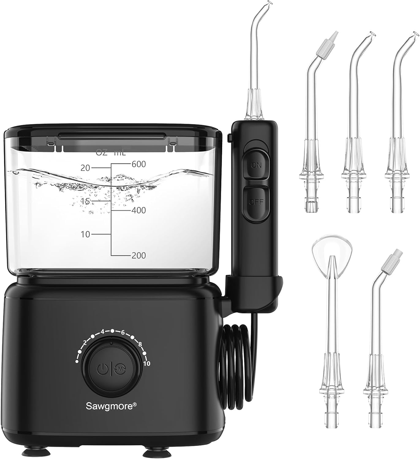 Sawgmore Irrigador Dental, Irrigador Bucal con 5 Boquillas Multifuncionales, Capacidad de