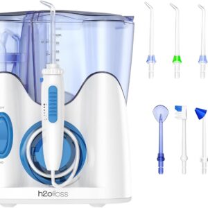 H2ofloss Irrigador Bucal, Irrigador Dental Professionale con 8 Boquillas Multifuncionales,