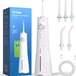 Voinee Care Irrigador bucal Portátil a Batería, con 5 Boquillas 5 Modos 300ML