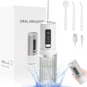 Ertisa Irrigador Bucal Portatil, 4 Boquillas 3 Modos Irrigador Dental IPX7 Impermeable
