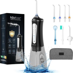 Irrigador Bucal Portatil Profesional,H2ofloss Irrigador Dental con 5 modos y 6
