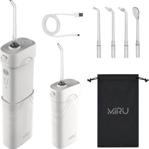 MIRU Hidropulsor dental portátil, 200 ml, irrigador dental con 4 boquillas de repuesto, 5