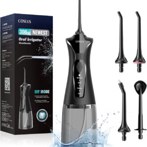 Irrigador Bucal Portatil Irrigador Dental: COSLUS 4 Boquillas 3 Modos Recargable Limpiador