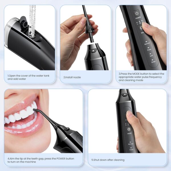 Apiker Irrigador Bucal Portatil 310ML,Irrigador Dental Portatilcon 2 Boquillas,Irrigador - Imagen 7