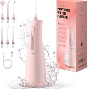 300mL Water Flosser con 4 Modos 6 Puntas de Chorro,Irrigador Oral Dental para Casa y Viaje