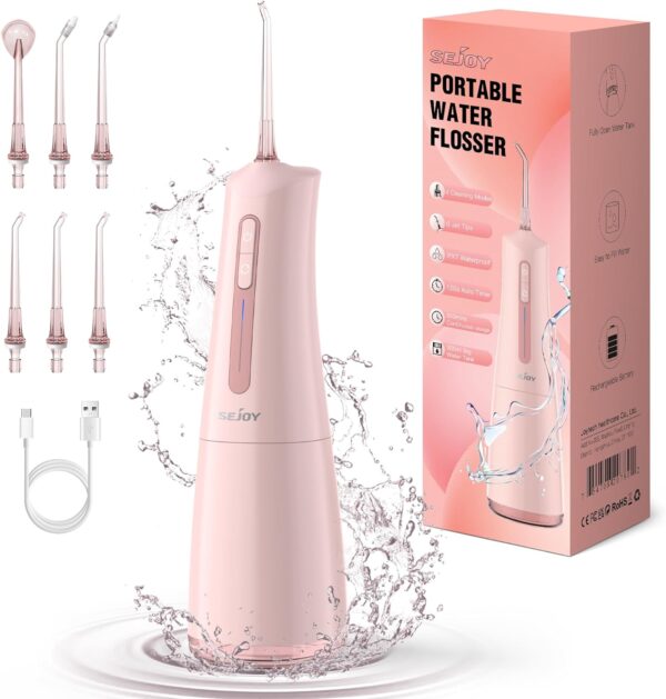 300mL Water Flosser con 4 Modos 6 Puntas de Chorro,Irrigador Oral Dental para Casa y Viaje