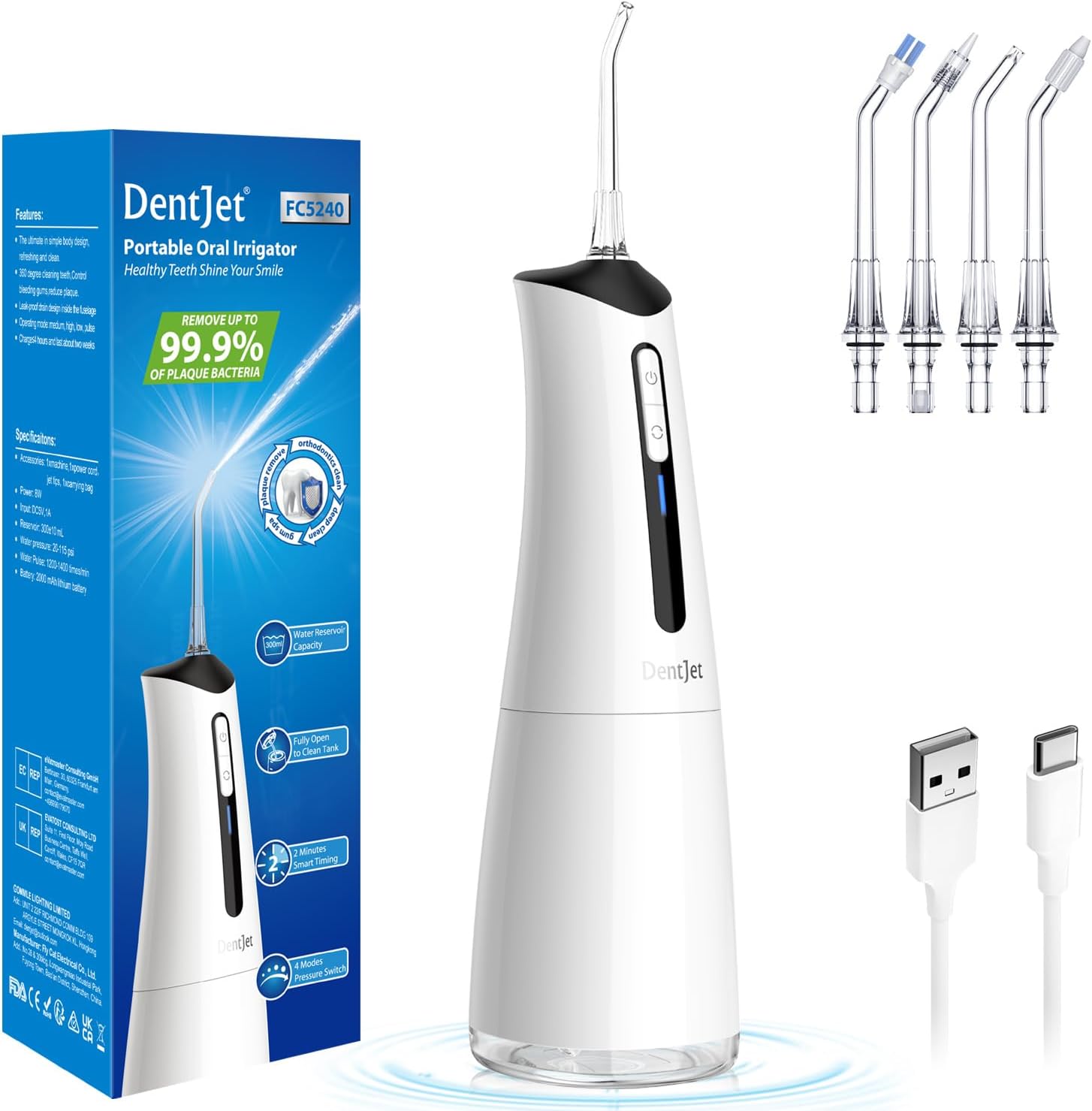 Irrigador Bucal Recargable Irrigador Dental Portátil, Hilo Dental Electrónico Para Sus