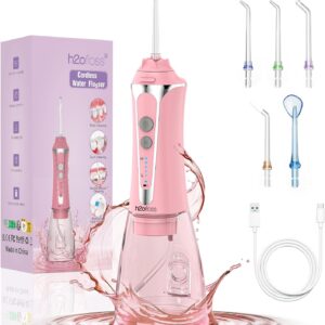 Irrigador bucal saludable con gancho rosa
