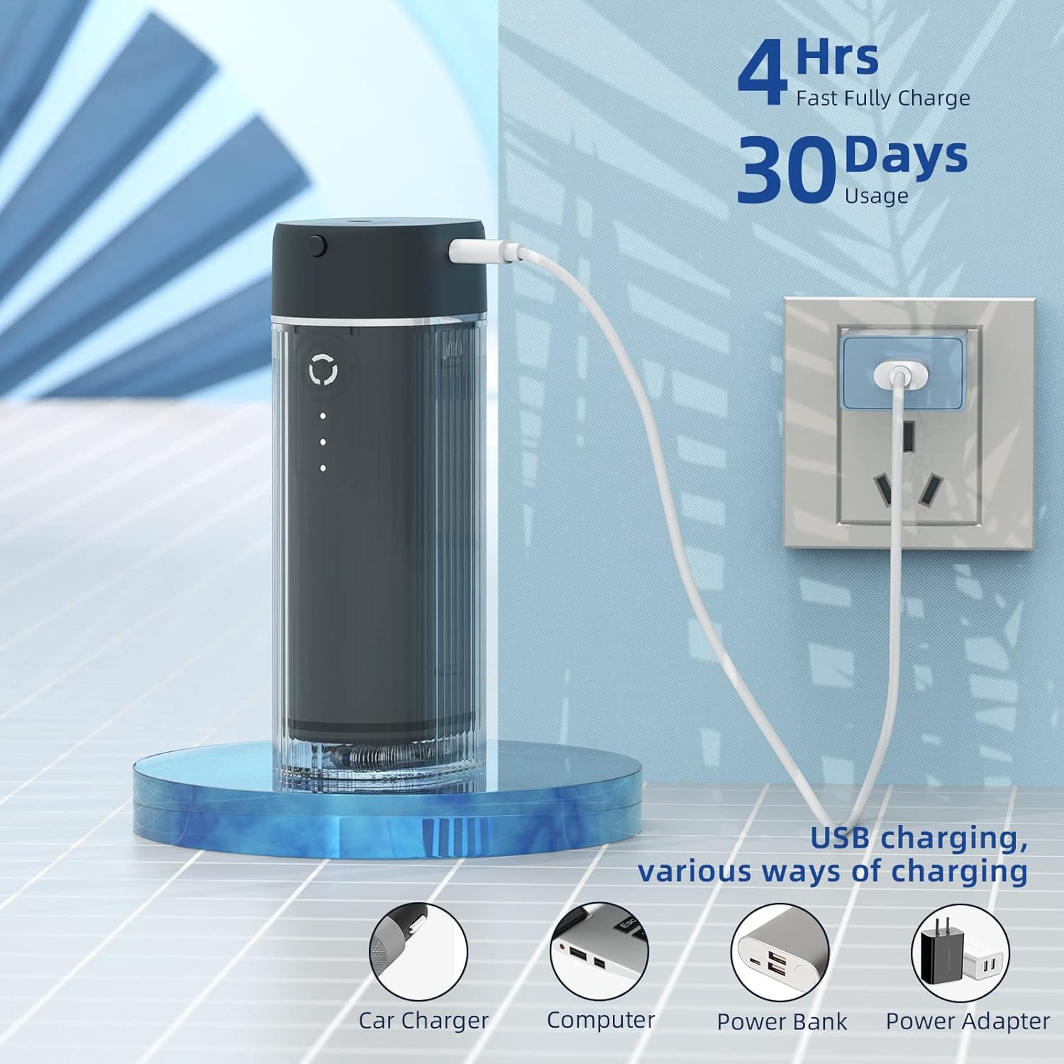 GEEDIAR Irrigador Dental, IPX7 Impermeable Irrigador Bucale con 6 Boquillas,190ml - Imagen 6