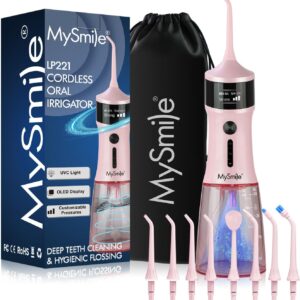 MySmile LP221 UVC - Irrigador dental inalámbrico esterilizable para dientes, 335 ml,