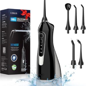 Irrigador Bucal Portatil Irrigador Dental: COSLUS 300ML Recargable Limpiador de Riego para