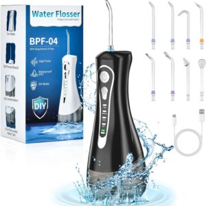 Irrigador Bucal Portatil, Irrigador Dental con 8 Boquillas 4 Modos,USB Recargable IPX7