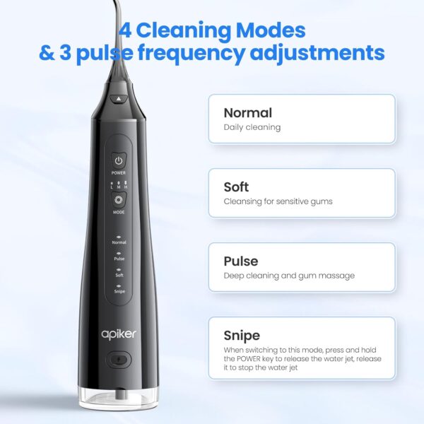 Apiker Irrigador Bucal Portatil 310ML,Irrigador Dental Portatilcon 2 Boquillas,Irrigador - Imagen 2