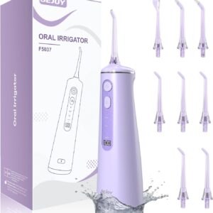 Sejoy Irrigador Dental Oral Profesional 4 Modos con Tanque de Agua de 300ml, 8 Puntas de