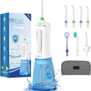 Irrigador Bucal Portatil Profesional,H2ofloss Irrigador Dental con 5 modos y 6