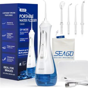Seago Irrigador Dental Portatil, Irrigador Bucal DIY Función con 5 Boquillas
