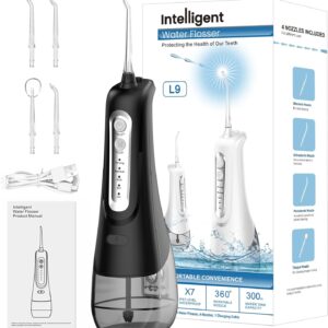 Irrigador bucal inalámbrico, 4 modos de limpieza, 4 puntas de chorro, IPX7, resistente al