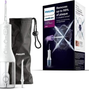 Philips Sonicare Irrigador oral Power Flosser 3000 sin cable con tecnología Quad Stream y