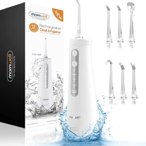 Irrigadores Bucales Mornwell Irrigador Dental Profesional con 6 Boquillas 4 Modos 270 ML,