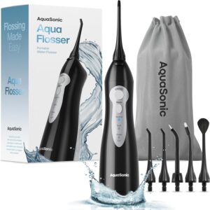 Aquasonic Aqua Flosser,irrigador dental recargable profesional con 4 puntas,Irrigador
