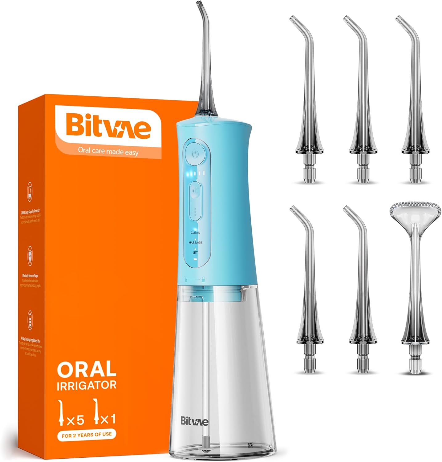 Portable Oral Irrigator, Bitvae Dental Irrigator with 6 Nozz...